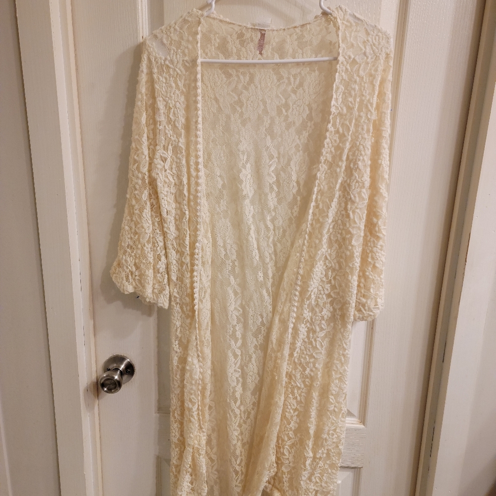 Lace open front robe